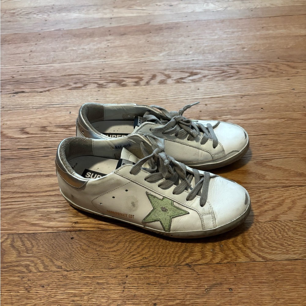 Golden Goose White and Green Sneakers - Picture 3 of 6